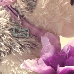 Blue Rhinestone Dog Bone Collar Charm